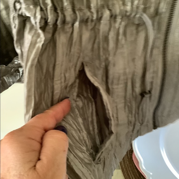 Ruby  Road jacket silver gray crinkle material size 12 big collar zipper… - Picture 8 of 13